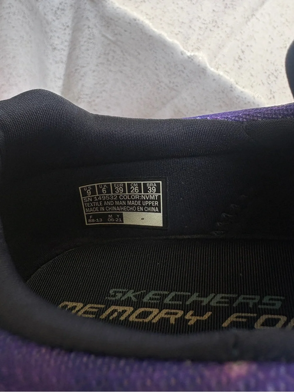 Skechers Women’s Black and Purple Memory Foam Sneaker